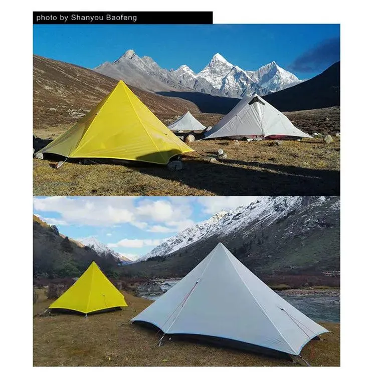 🏕️ FLAME'S CREED Lanshan 1 Person Ultralight Camping Tent | Single Man, 3-Season, Professional 15D Silnylon Rodless Trekking Tent 🎒
