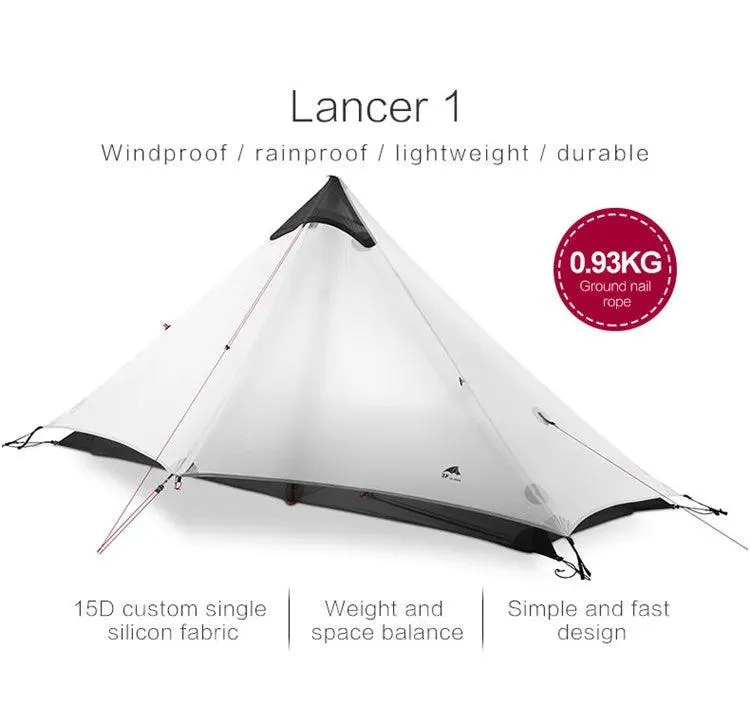 🏕️ FLAME'S CREED Lanshan 1 Person Ultralight Camping Tent | Single Man, 3-Season, Professional 15D Silnylon Rodless Trekking Tent 🎒