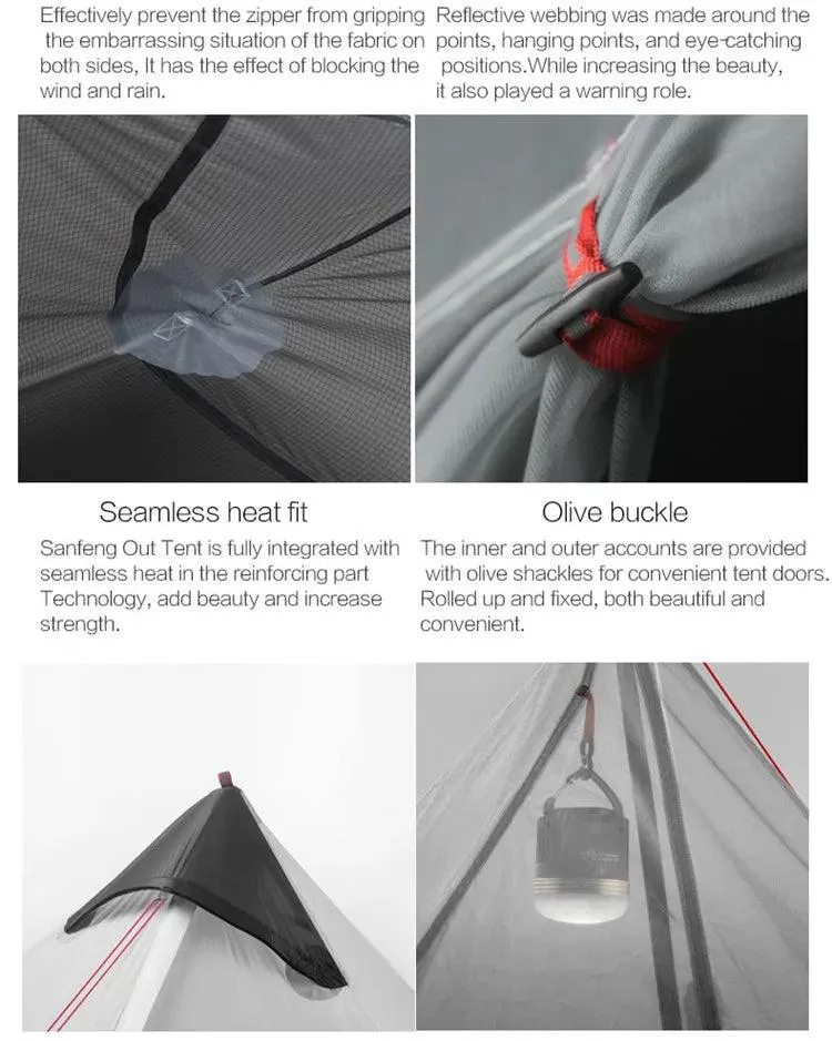 🏕️ FLAME'S CREED Lanshan 1 Person Ultralight Camping Tent | Single Man, 3-Season, Professional 15D Silnylon Rodless Trekking Tent 🎒