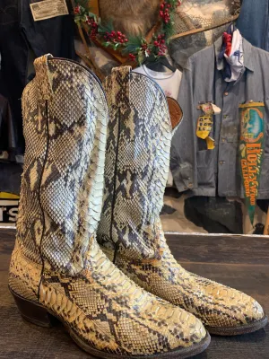 43. Vintage Nocona Full Snakeskin Exotic Very Rare Boots. 9d