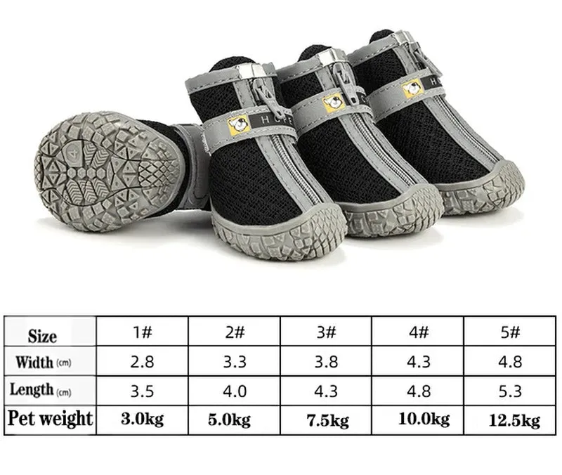 4Pcs/Set Waterproof Summer Dog Shoes Anti-Slip Rain Boots Footwear Protector Breathable for Small Cats Puppy Dogs Socks Booties