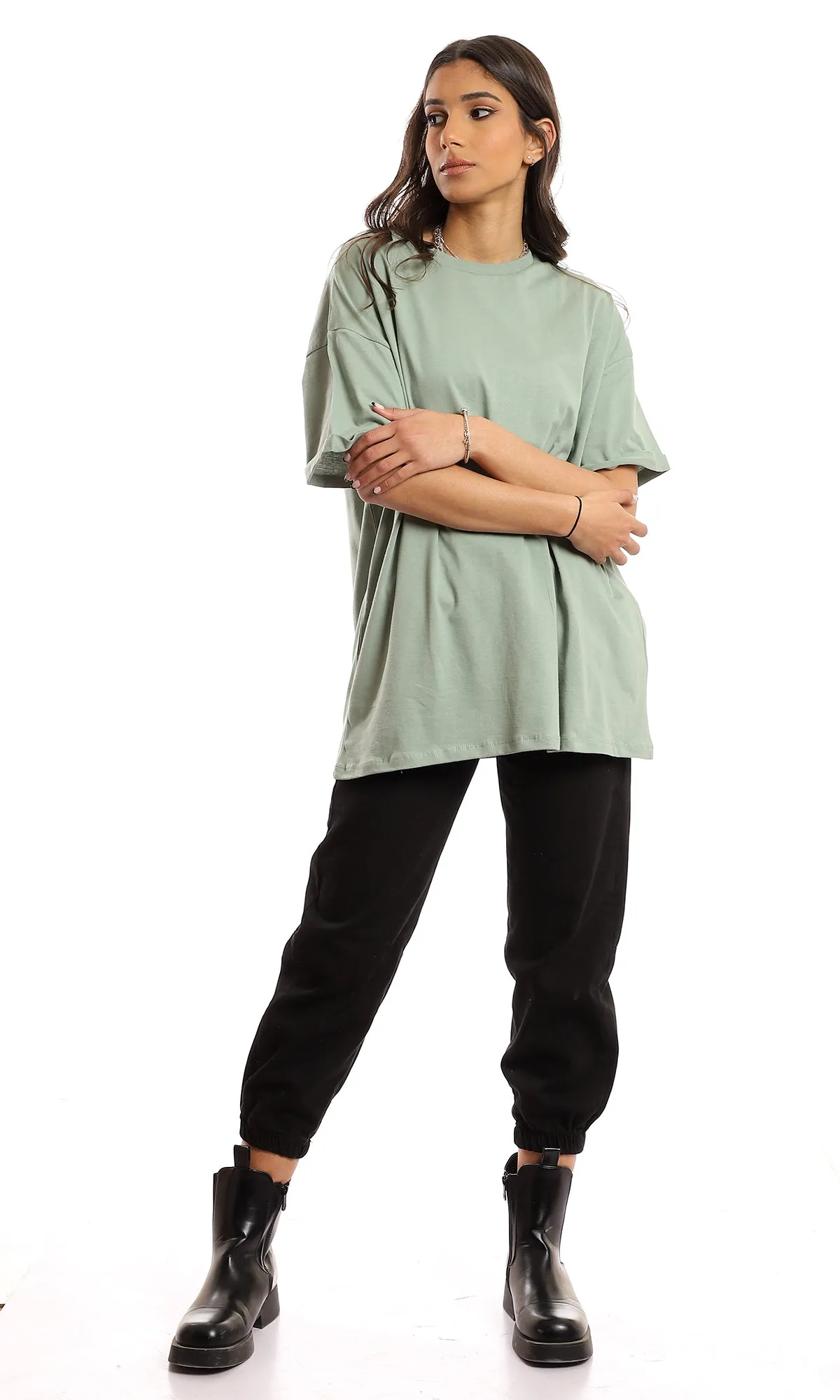 97233 Loose Fit Comfy Plain T-Shirt - Mint