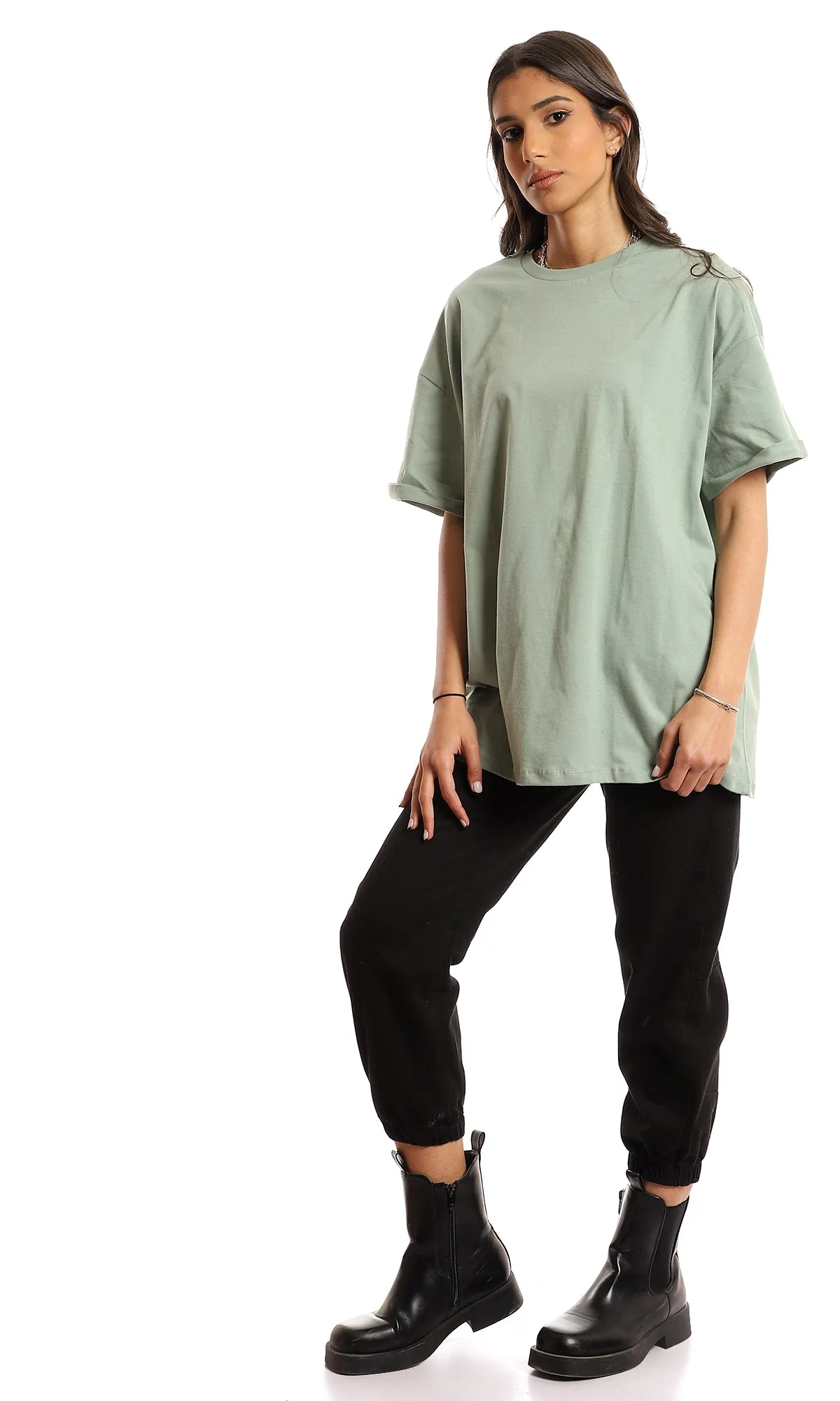 97233 Loose Fit Comfy Plain T-Shirt - Mint