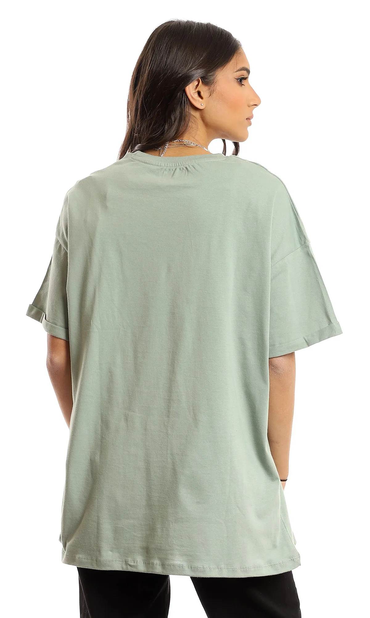 97233 Loose Fit Comfy Plain T-Shirt - Mint