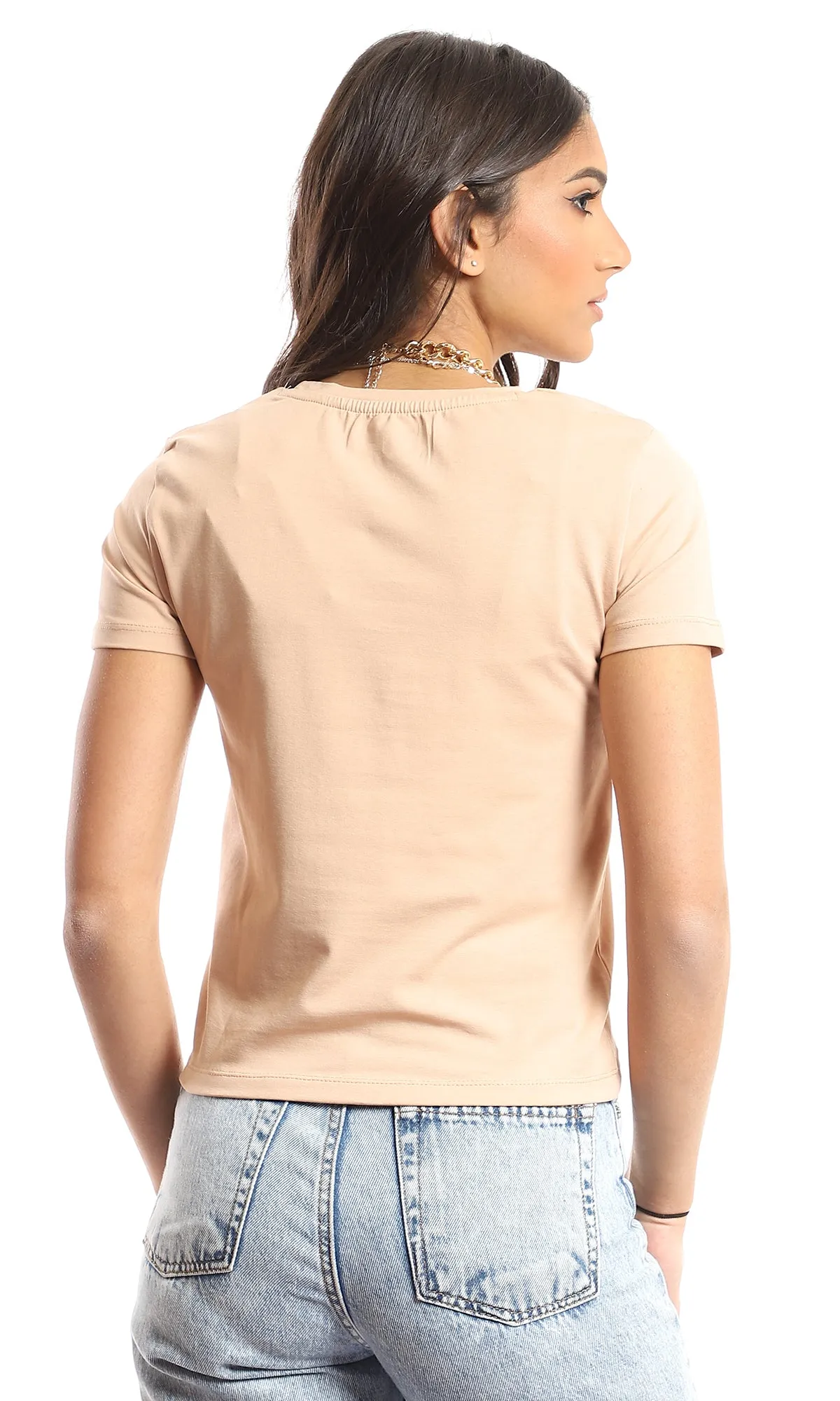 97320 Cotton Plain Summer Slip On Tee - Nude