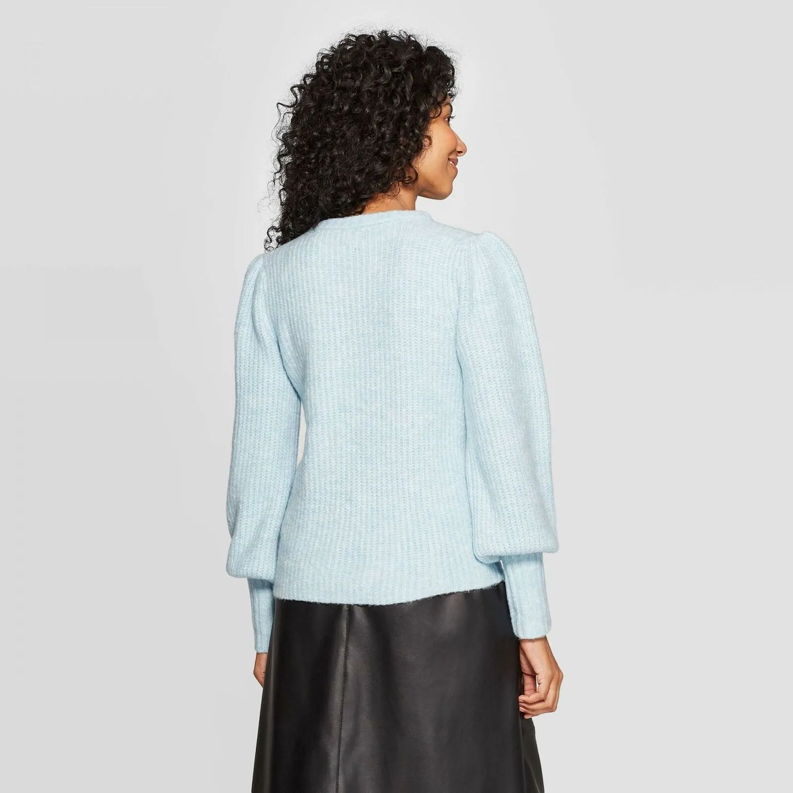 A New Day Women's Puff Sleeve Crewneck Pullover Sweater