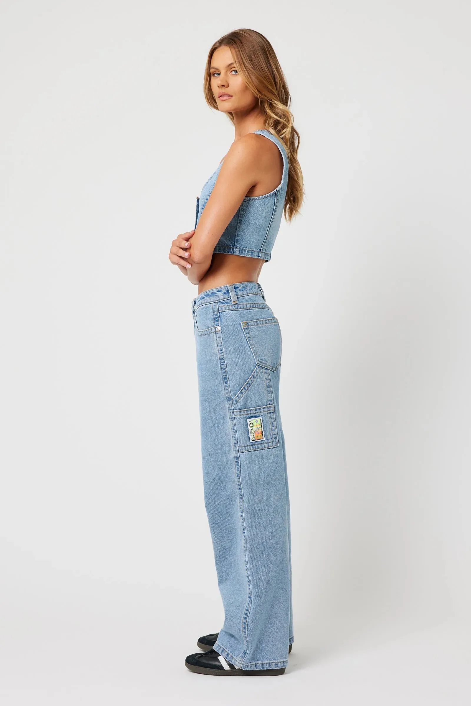 Abrand X Ripcurl Collab 95 Mid Baggy Jean - Ariane - Light Vintage Blue