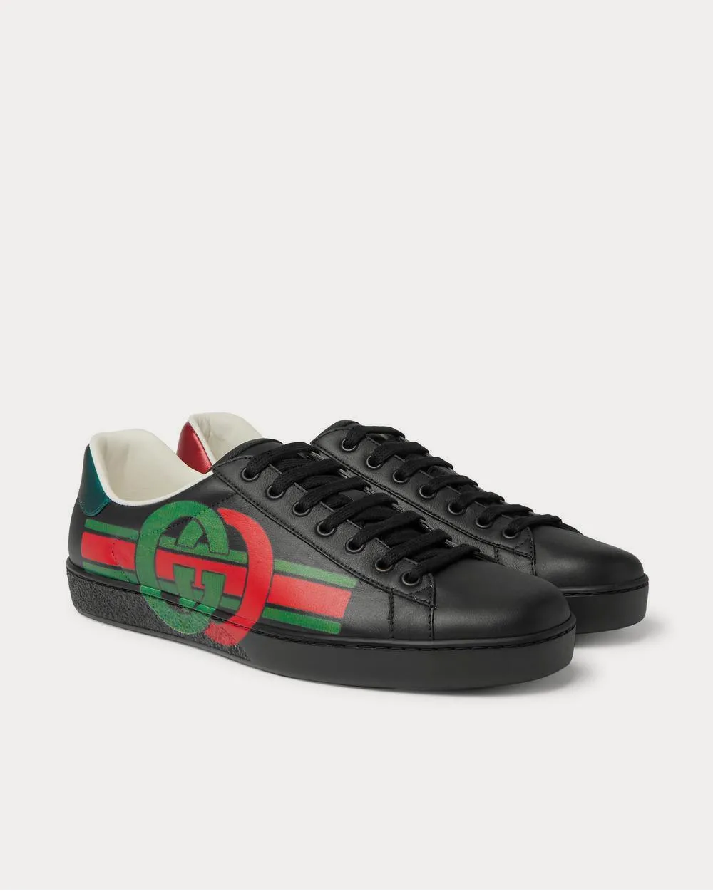 Ace Logo-Print Leather  Black low top sneakers