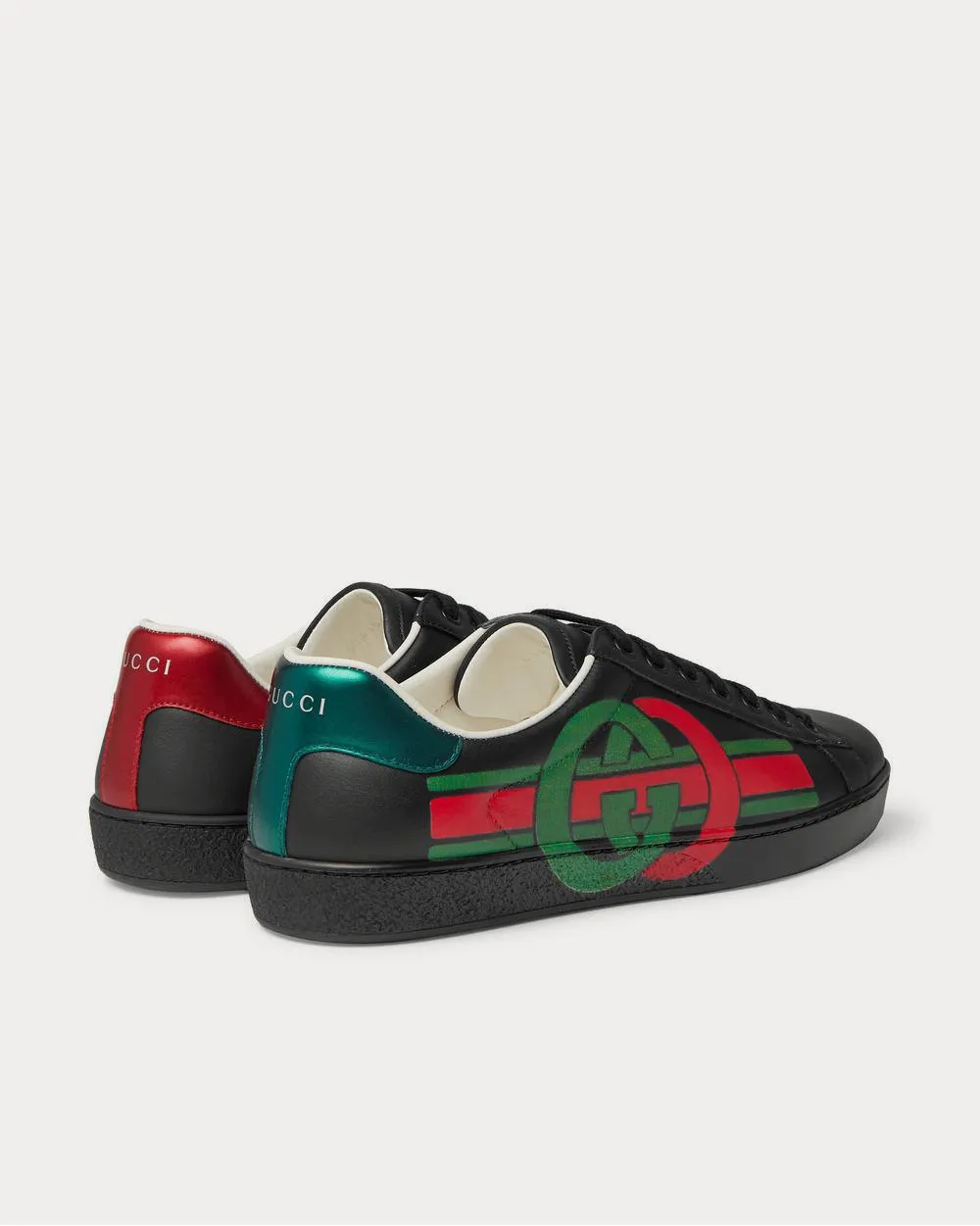 Ace Logo-Print Leather  Black low top sneakers