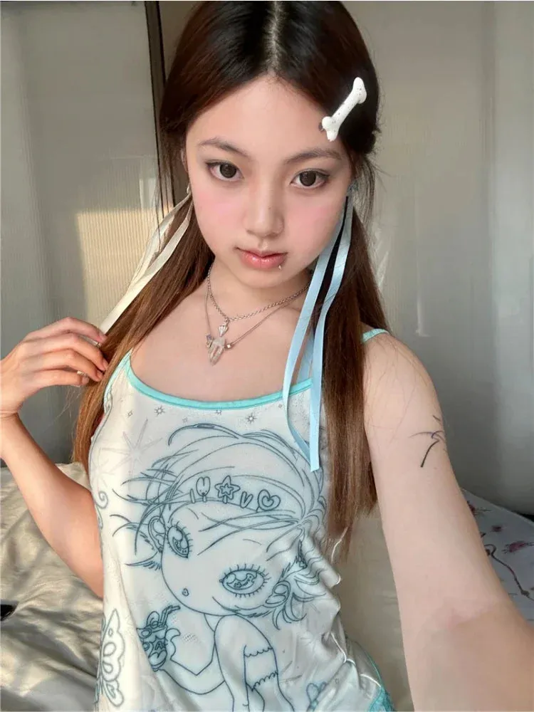 Aesthetic Sweet Tank Top - Sleeveless Japanese Cartoon Print From Kawaii Stop