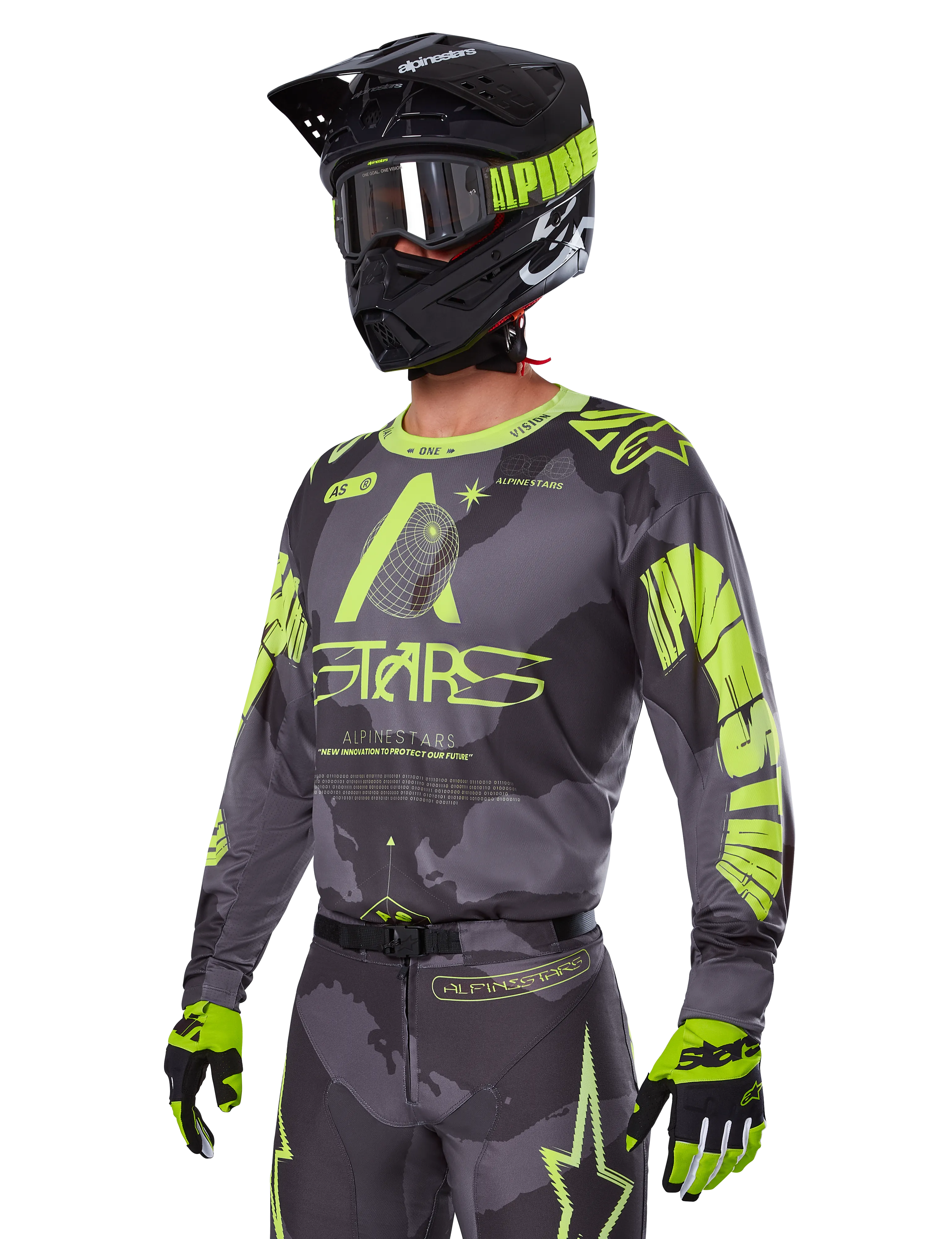 ALPINESTARS 2025 RACER HOLLOW JERSEY - DARK CAMO/YELLOW FLUO