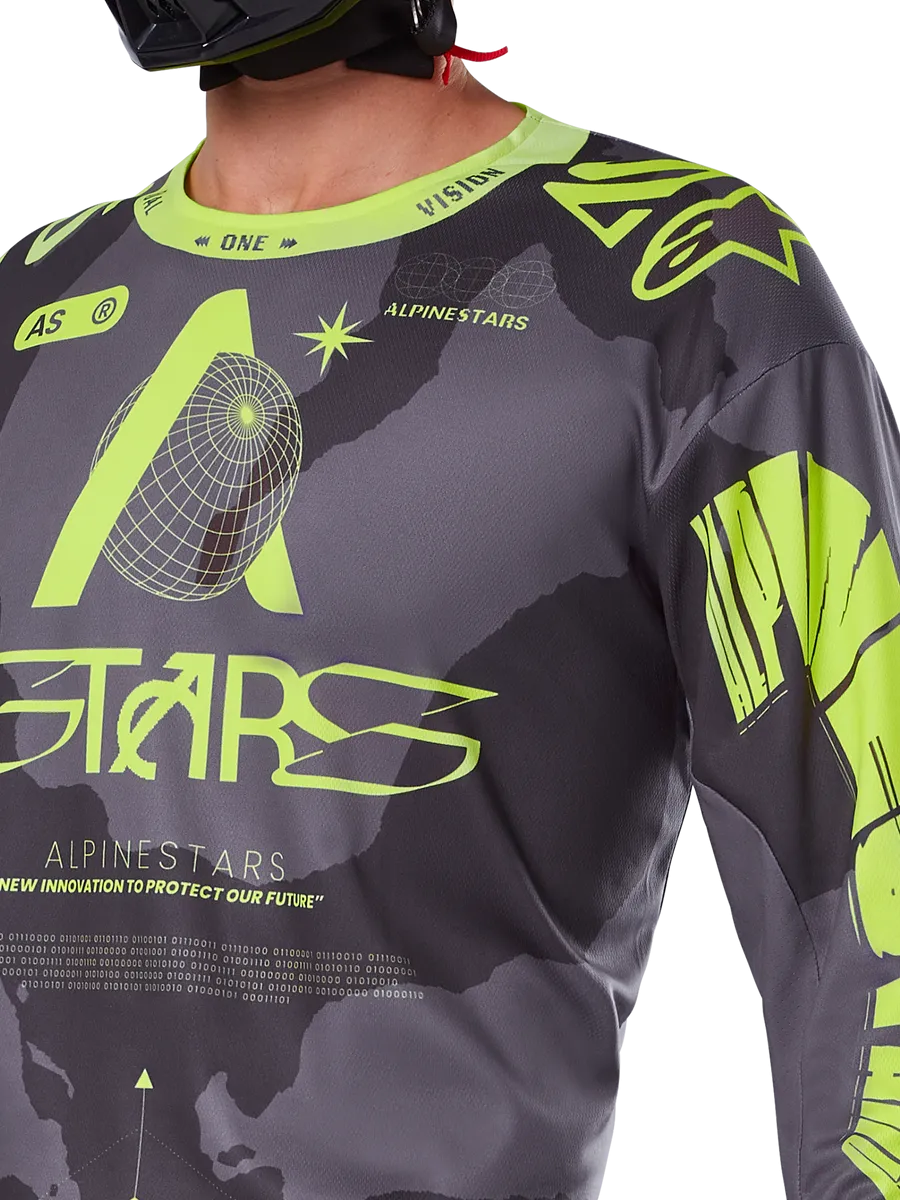 ALPINESTARS 2025 RACER HOLLOW JERSEY - DARK CAMO/YELLOW FLUO