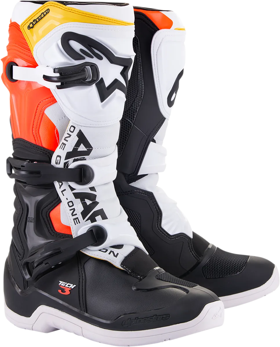 ALPINESTARS Tech 3 Boots Black/White/ Red/Fluo Yellow Sz 12 2013018-1238-12