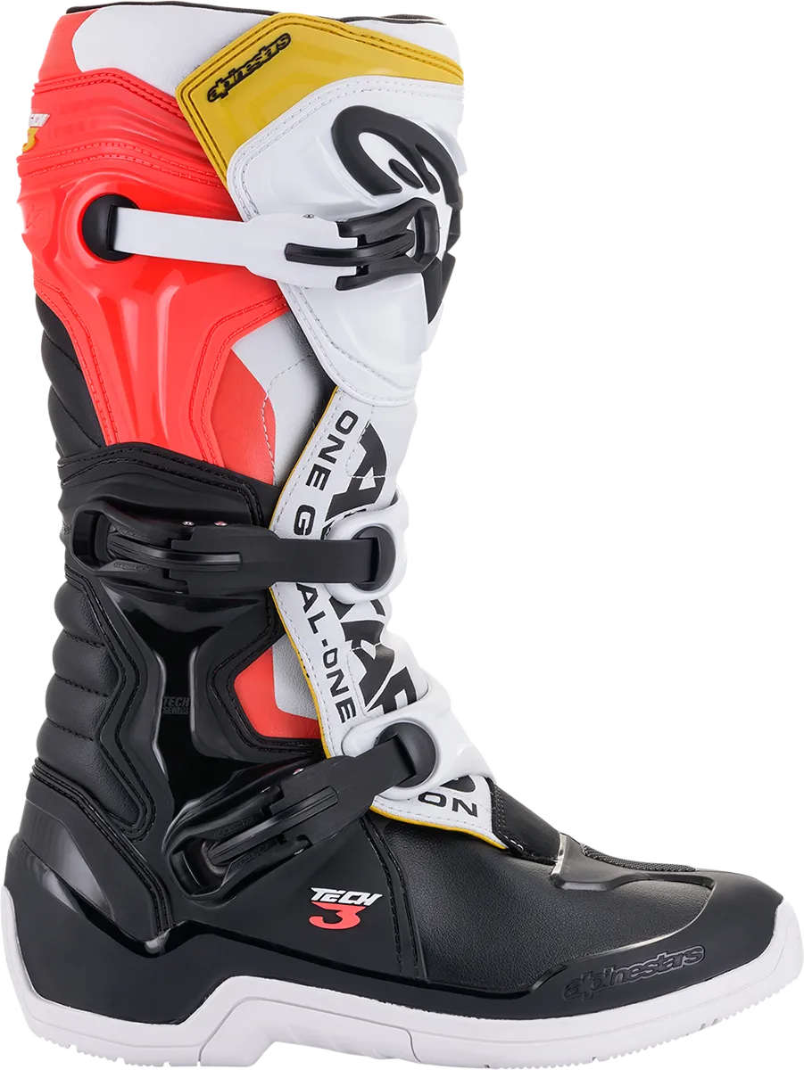 ALPINESTARS Tech 3 Boots Black/White/ Red/Fluo Yellow Sz 12 2013018-1238-12