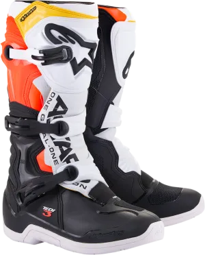 ALPINESTARS Tech 3 Boots Black/White/ Red/Fluo Yellow Sz 12 2013018-1238-12