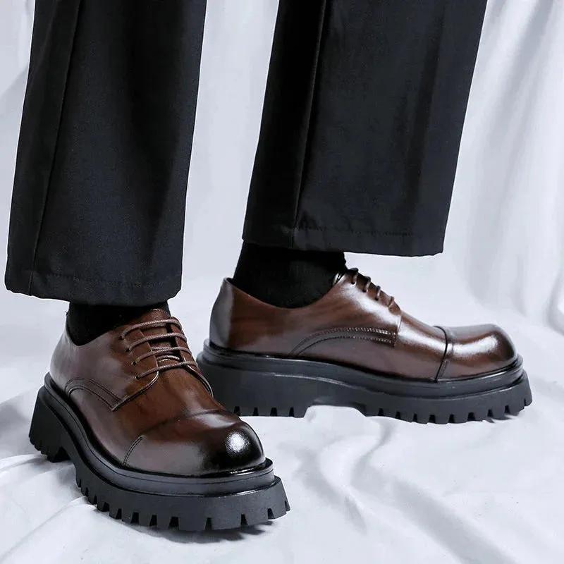 Amozae- Gusan Two-Tone Chunky Derby Shoes