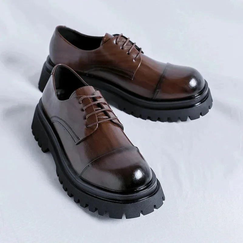 Amozae- Gusan Two-Tone Chunky Derby Shoes