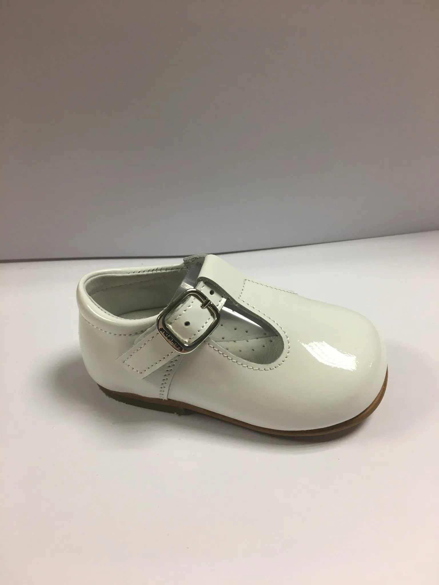 Andanines White Patent Leather T-Bars