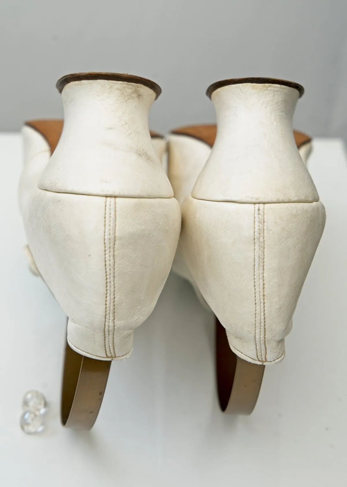 Antique Victorian White Kid Leather Mary Jane Bridal Shoes
