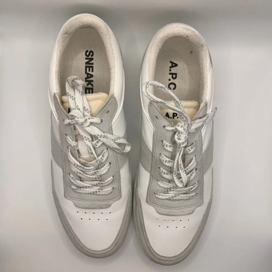 A.P.C. Unisex Men's Plain Minimalist Low Top Gray/White Sneakers SZ 44 US 11
