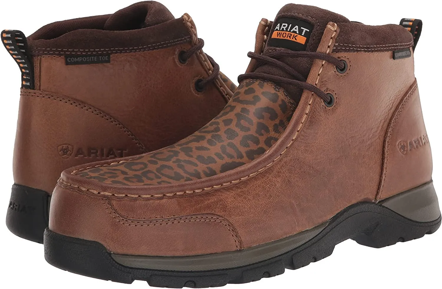 Ariat Women's Edge LTE Moc Composite Toe Work Boot Western, Brown/Cheetah Print