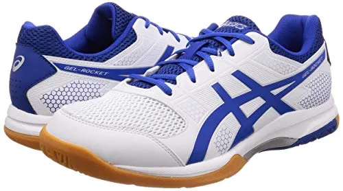 ASICS Men Gel-Rocket 8 White/Illusion Blue Badminton Shoes-6 UK/India (40 EU) (7 US) (B706Y.124)