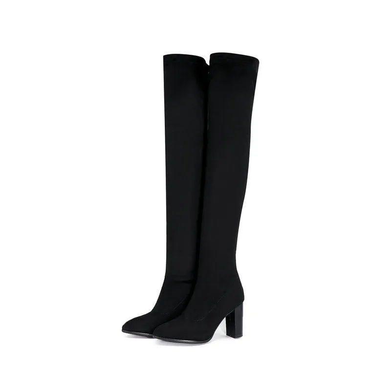 Autumn And Winter Over Knee Thick Heel Elastic Boots
