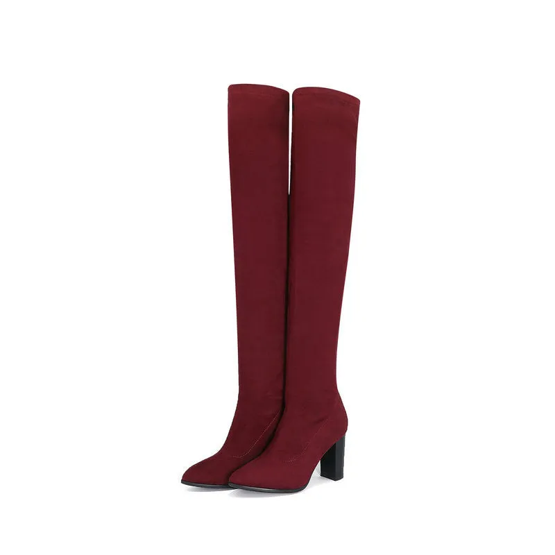 Autumn And Winter Over Knee Thick Heel Elastic Boots