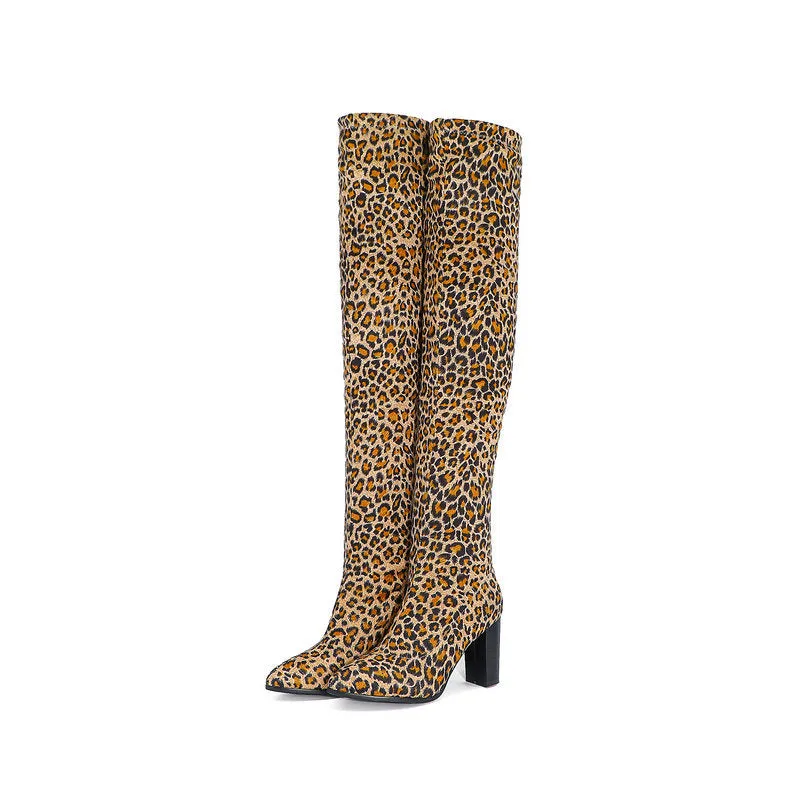 Autumn And Winter Over Knee Thick Heel Elastic Boots