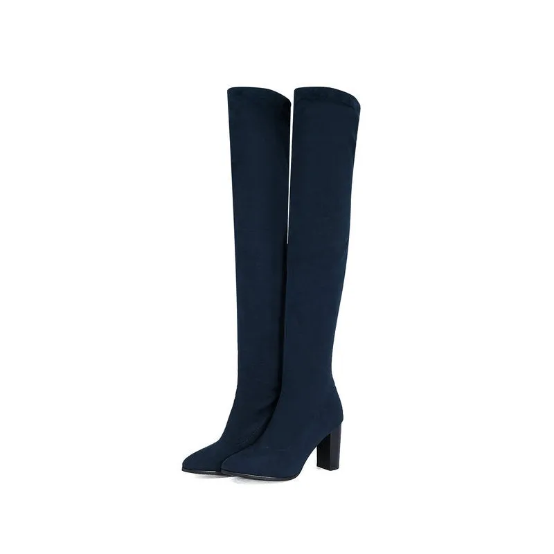 Autumn And Winter Over Knee Thick Heel Elastic Boots
