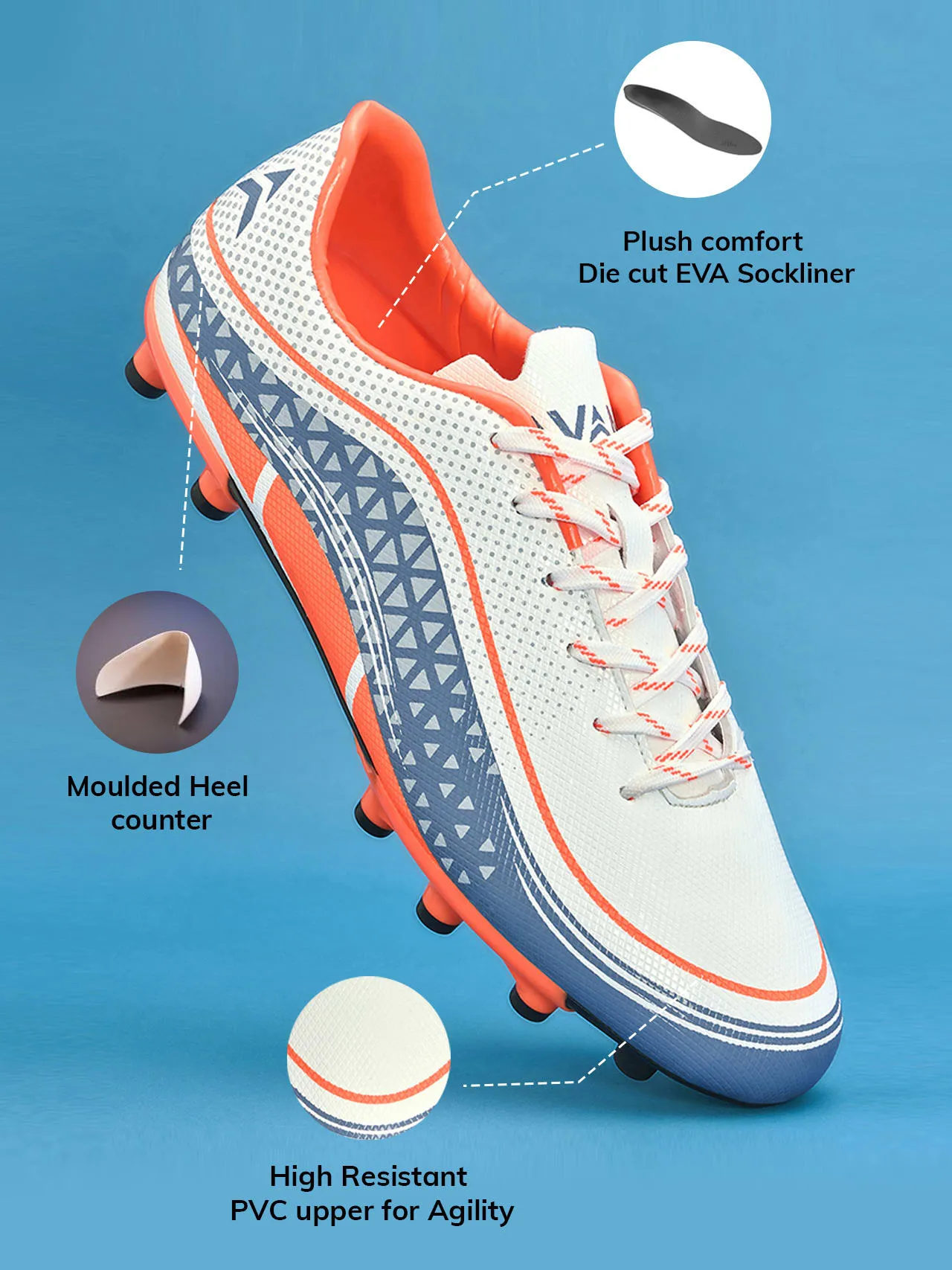 Avant Men's CruiseX Football Shoes - White/Blue