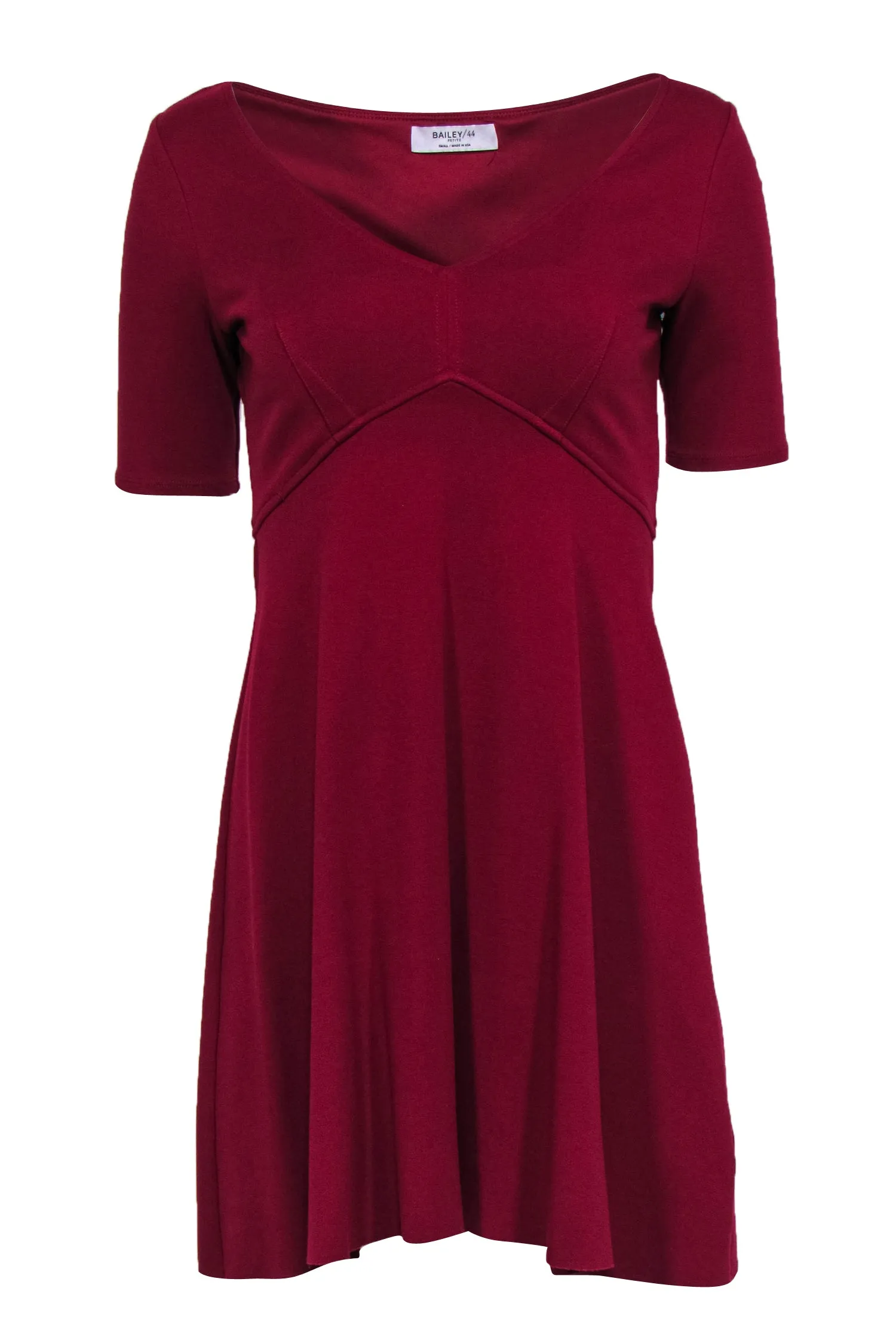 Bailey 44 - Red V-Neckline Short Sleeve Flared Dress Sz SP