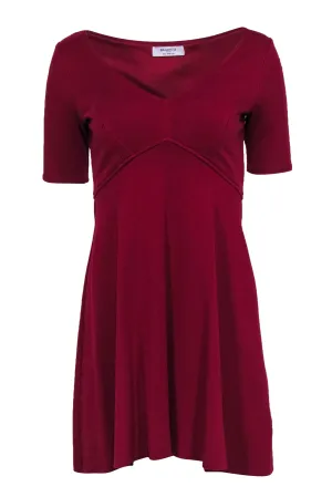 Bailey 44 - Red V-Neckline Short Sleeve Flared Dress Sz SP