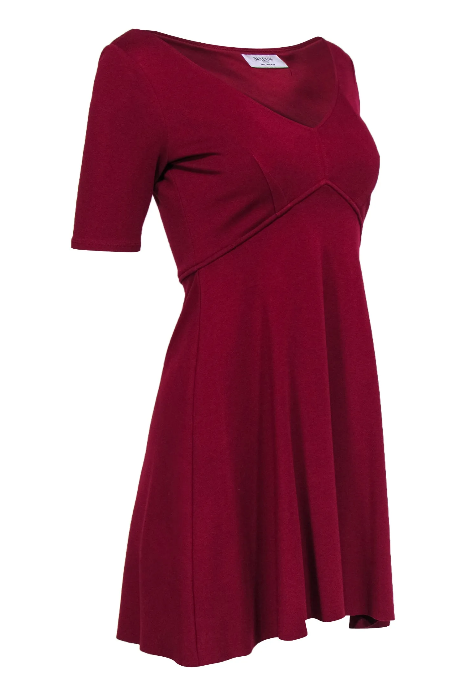 Bailey 44 - Red V-Neckline Short Sleeve Flared Dress Sz SP