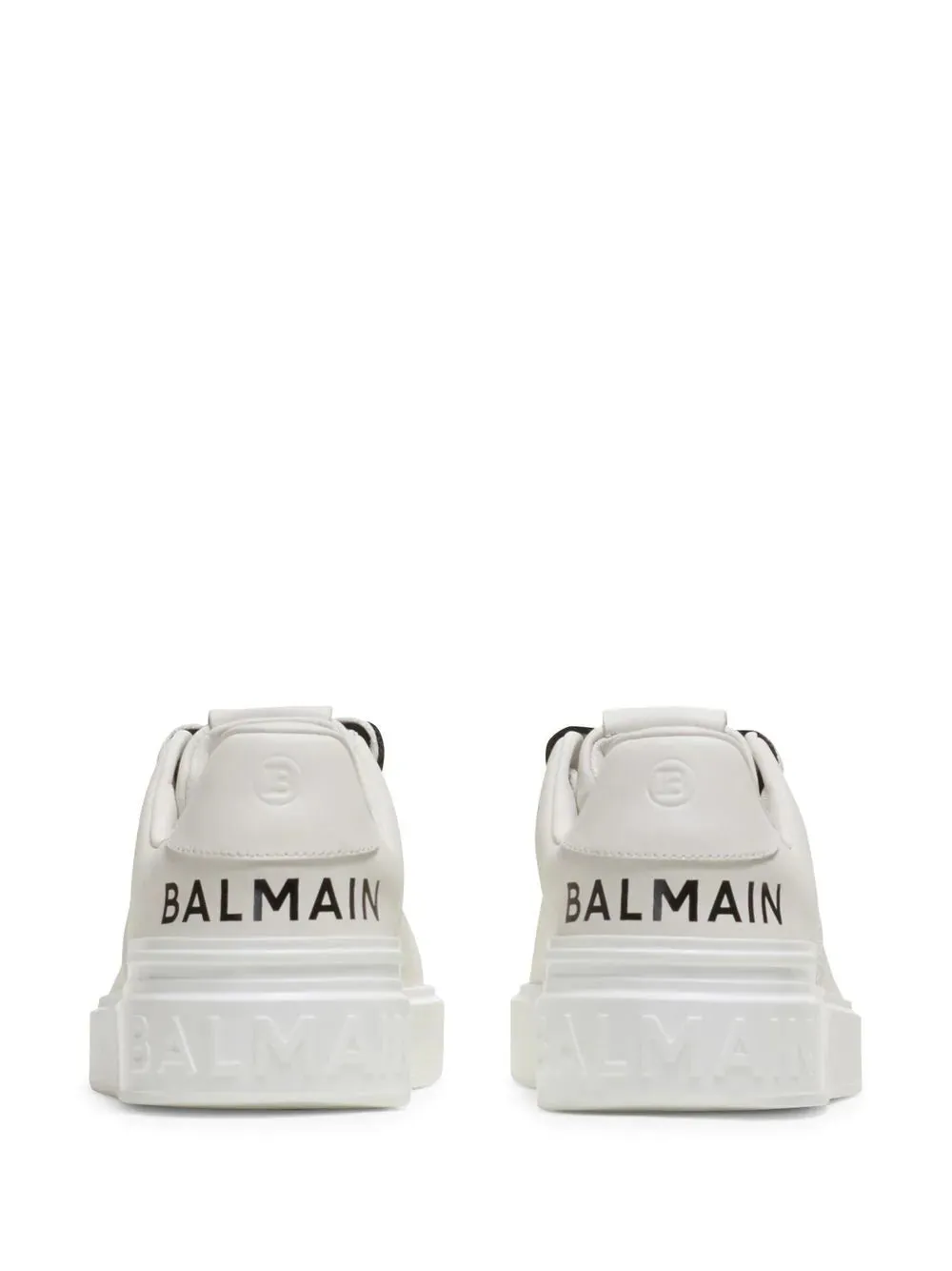 BALMAIN B-Court Leather Print Logo Sneakers White Black