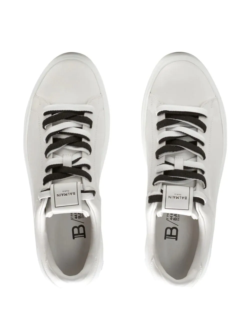 BALMAIN B-Court Leather Print Logo Sneakers White Black