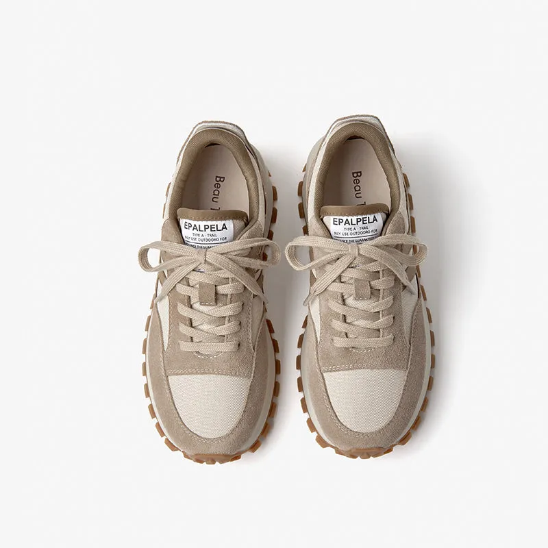 BeauToday Casual Mixed Colors Patchwork Non-slip Chunky Sneakers for Women