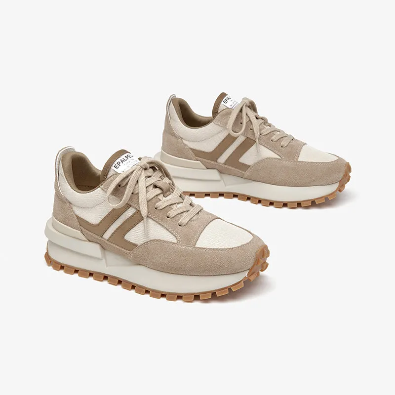 BeauToday Casual Mixed Colors Patchwork Non-slip Chunky Sneakers for Women