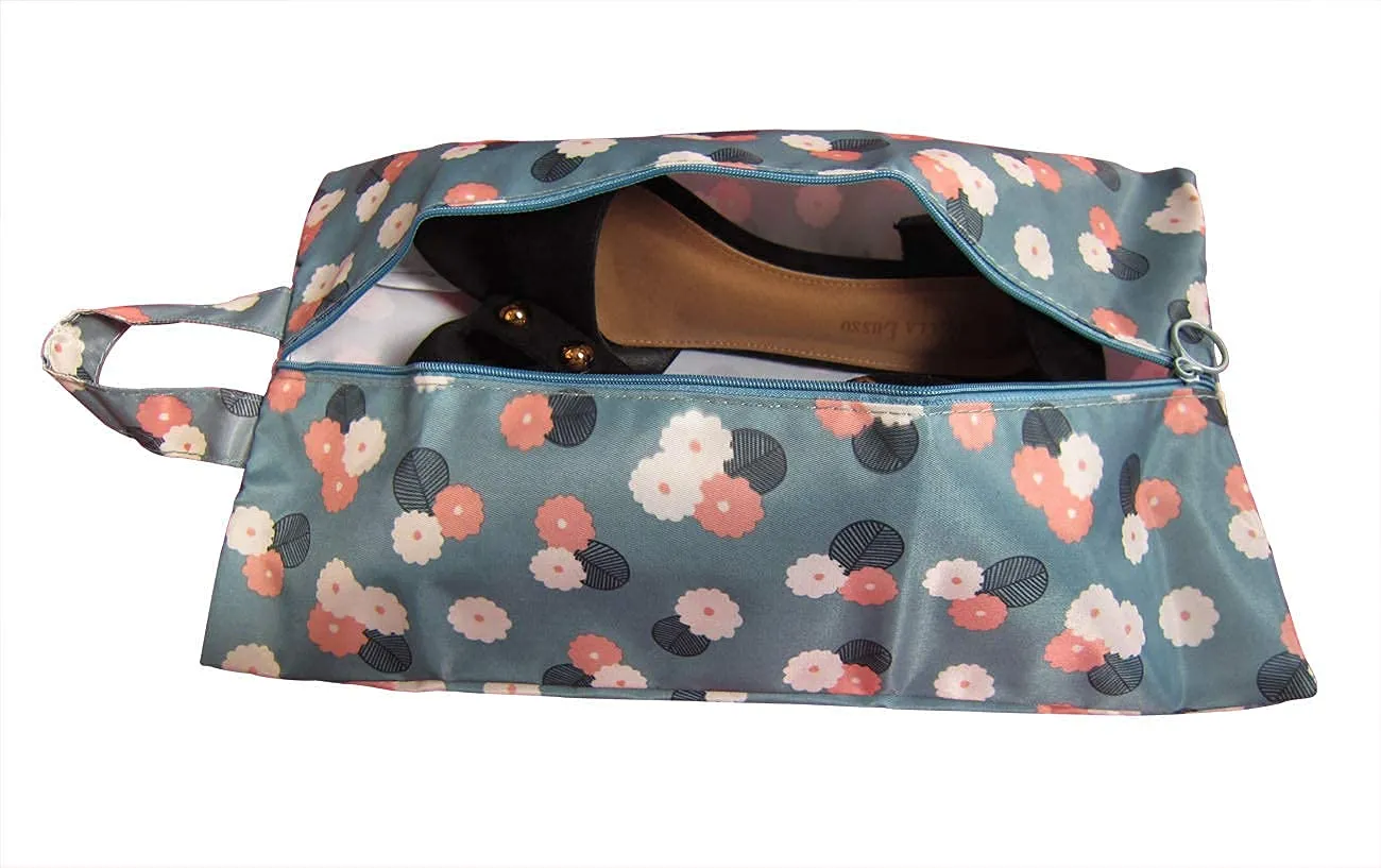 Bellcon Shoe Bags for Travel Waterproof Shoe Bags for Women Large Shoe Storage and Organizer with Round Zipper, 4 Pack Blue