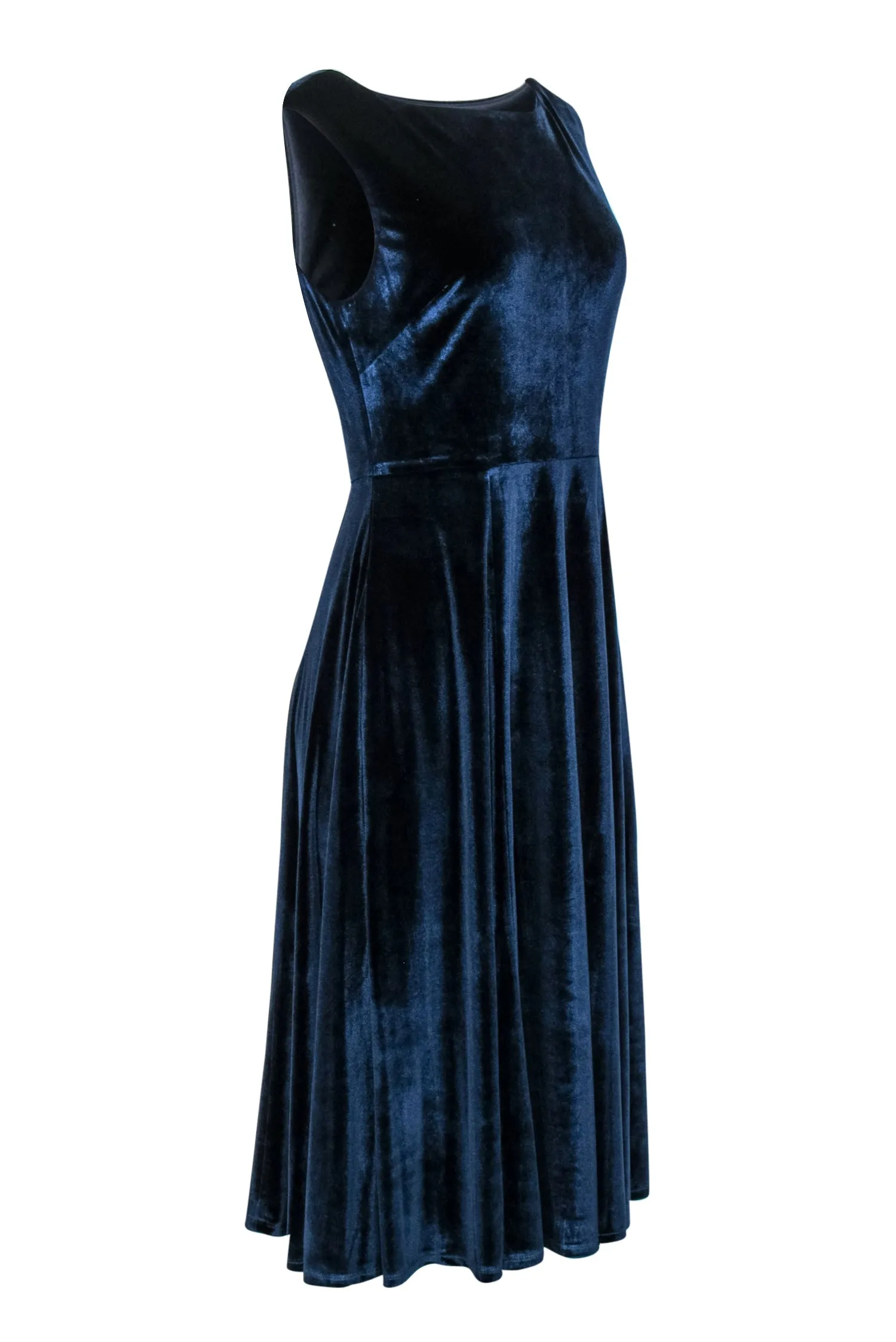 Betsey Johnson - Navy Blue Velvet A-Line Midi Dress Sz 8