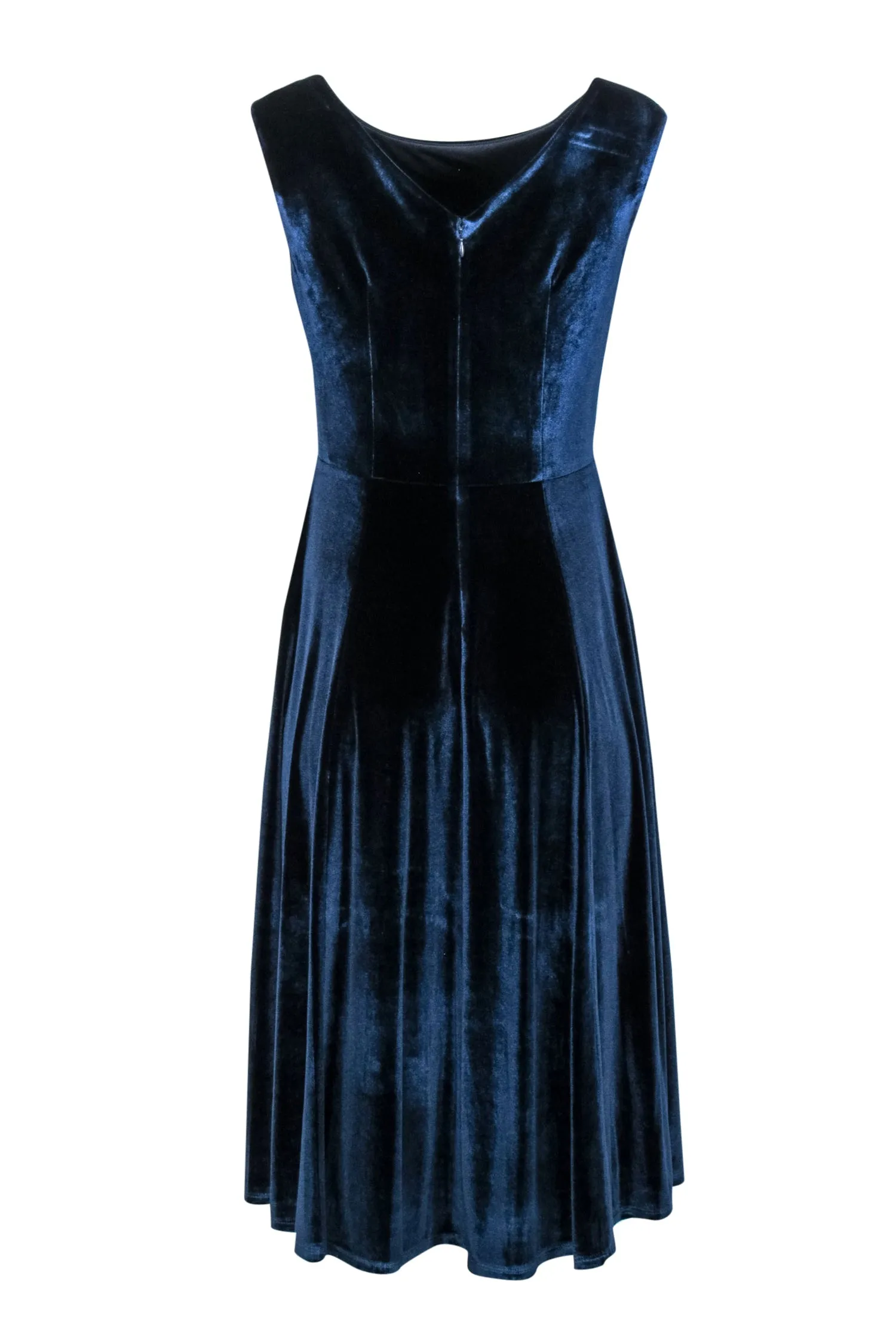 Betsey Johnson - Navy Blue Velvet A-Line Midi Dress Sz 8