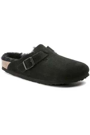 Birkenstock Boston Shearling Suede Leather Clogs Regular Fit