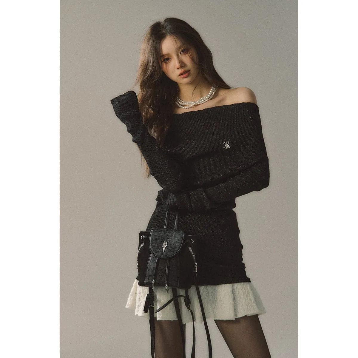 Black Color Blocked Knit Patchwork Dress