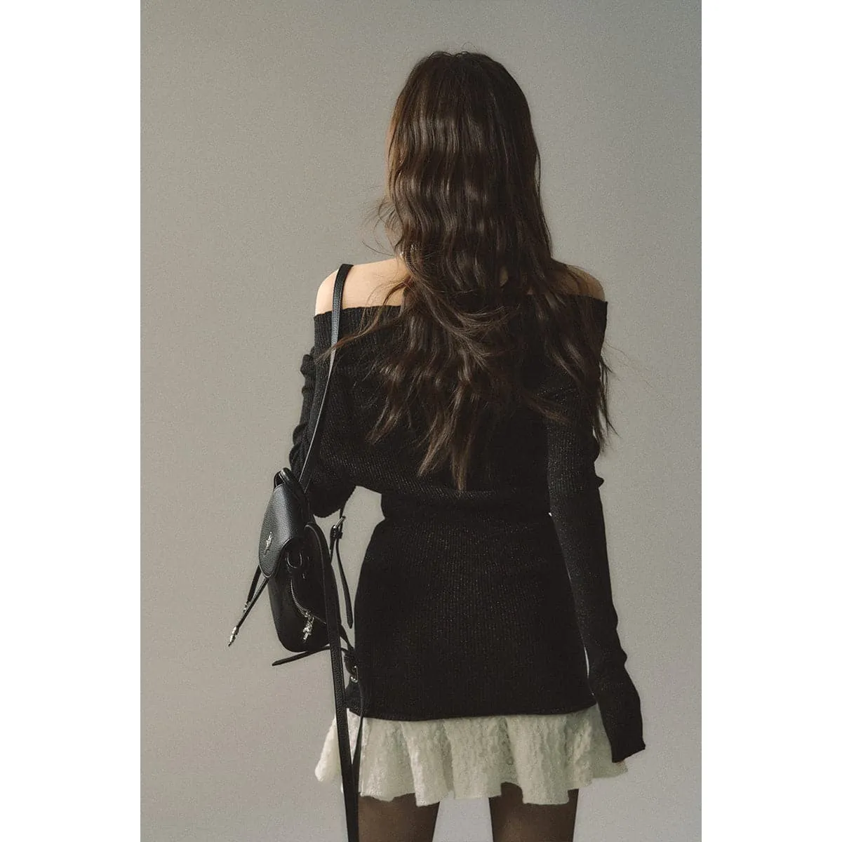Black Color Blocked Knit Patchwork Dress