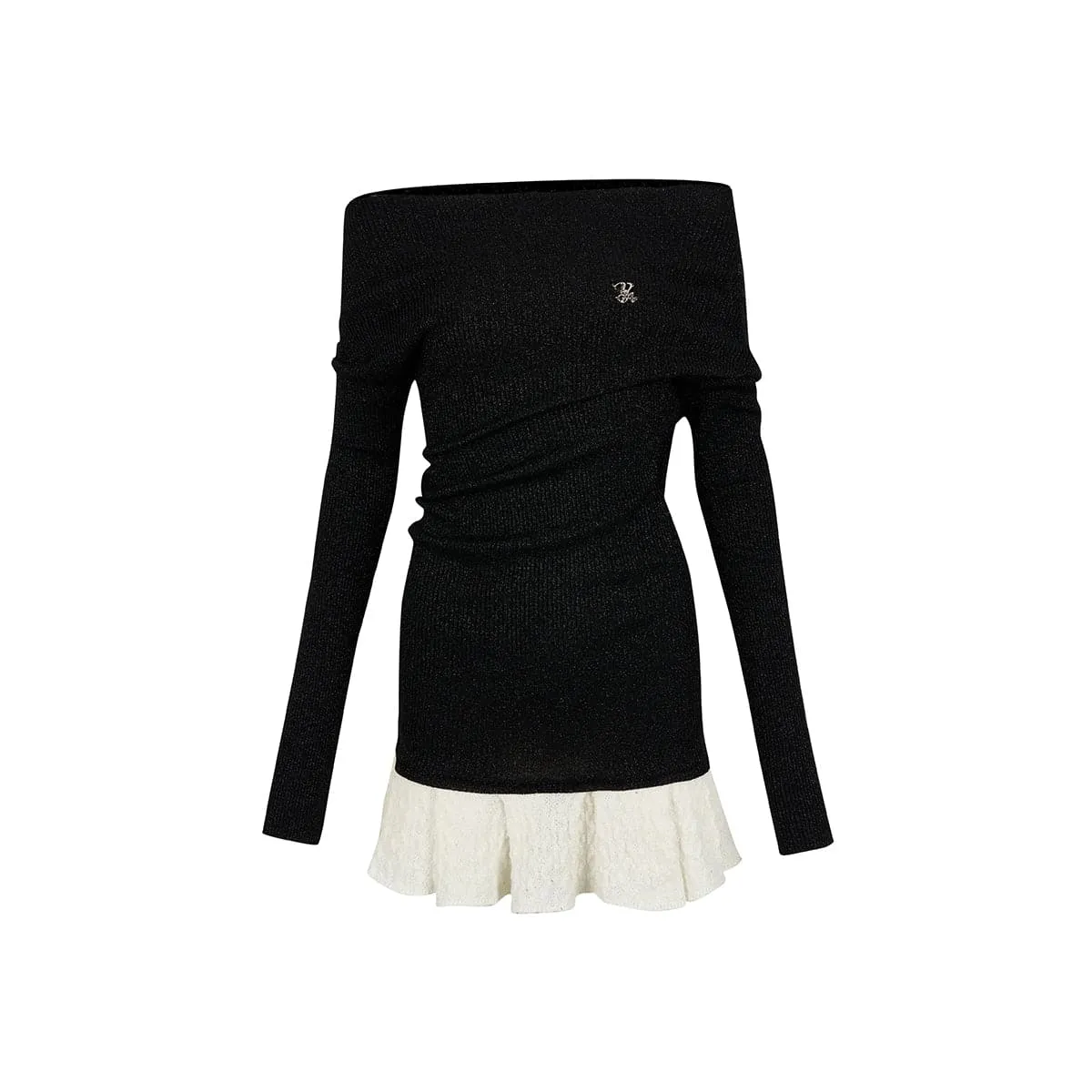 Black Color Blocked Knit Patchwork Dress