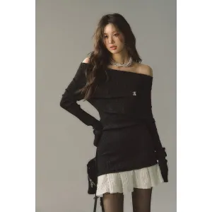 Black Color Blocked Knit Patchwork Dress