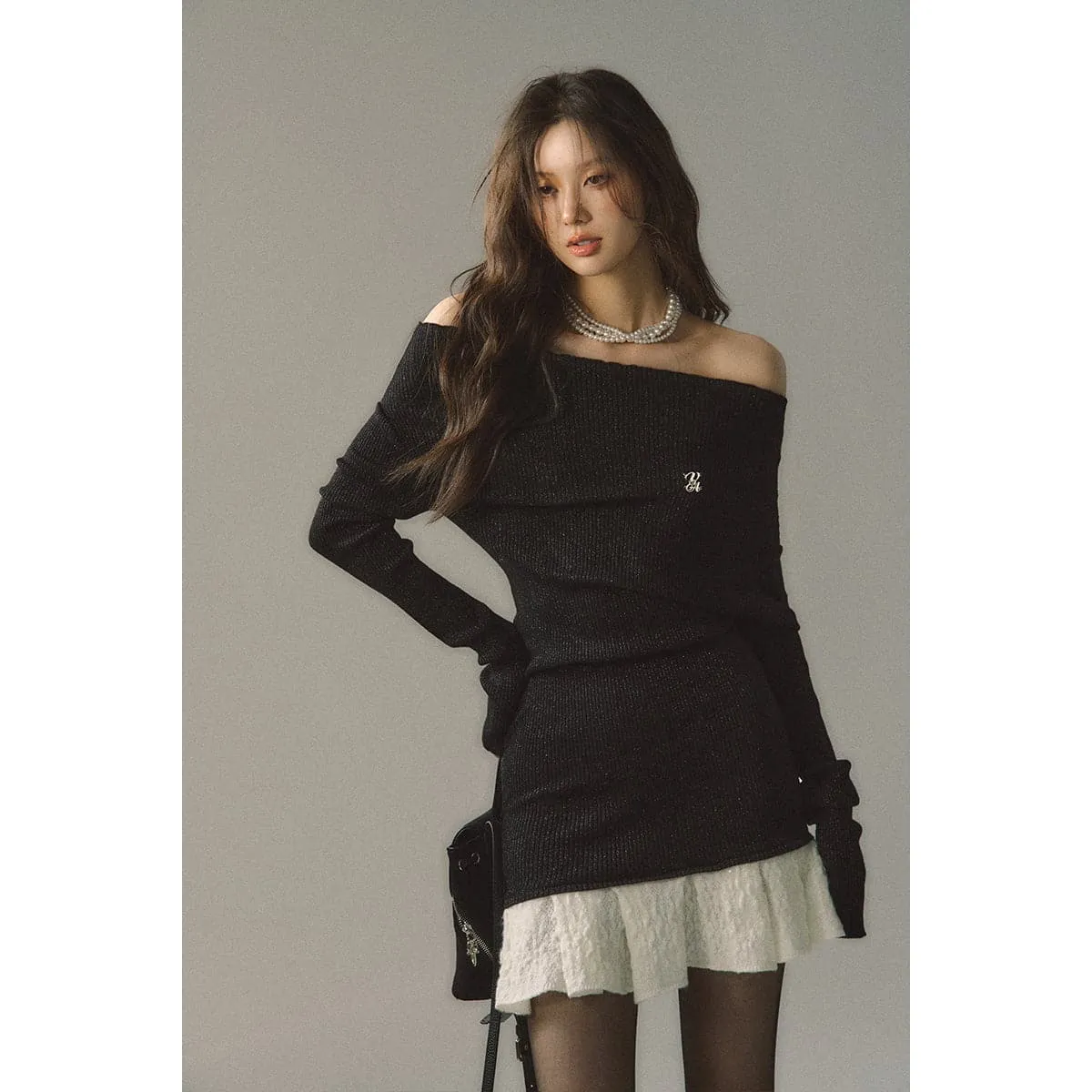 Black Color Blocked Knit Patchwork Dress