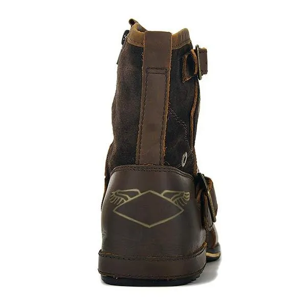 Bottes à Boucles en Cuir Brun Foncé