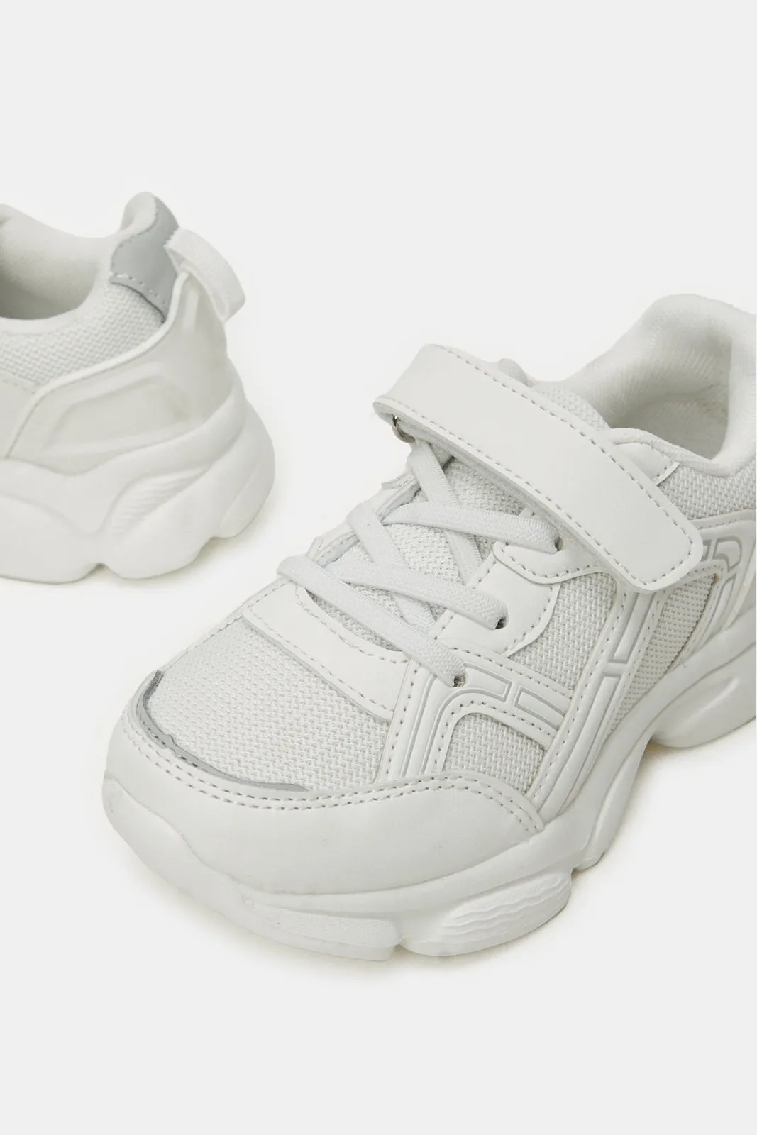 Boys White Material Block Chunky Sneakers