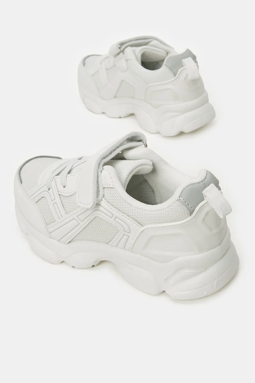 Boys White Material Block Chunky Sneakers